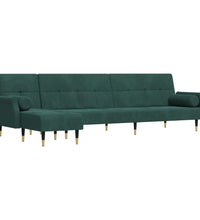 Schlafsofa in L-Form Dunkelgrün 271x140x70 cm Samt