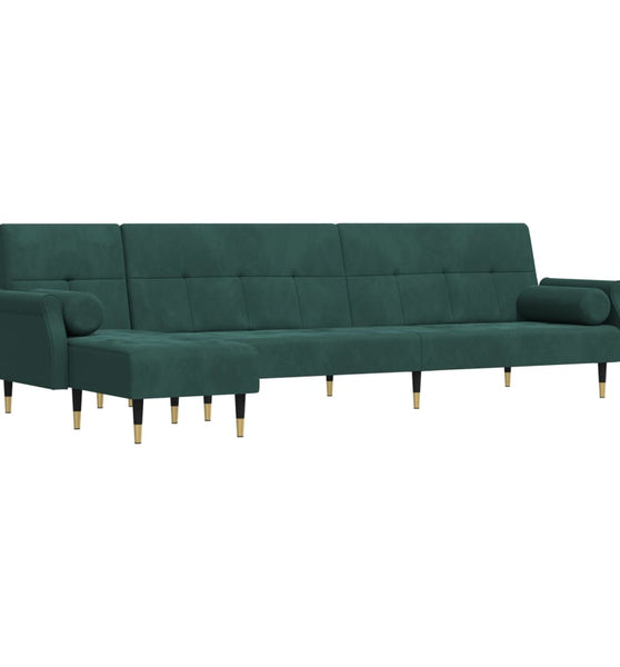 Schlafsofa in L-Form Dunkelgrün 271x140x70 cm Samt