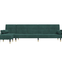 Schlafsofa in L-Form Dunkelgrün 271x140x70 cm Samt