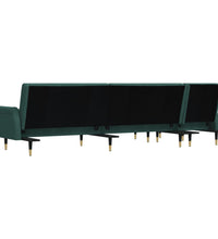 Schlafsofa in L-Form Dunkelgrün 271x140x70 cm Samt