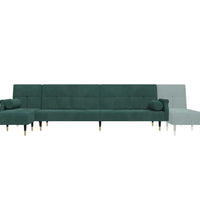 Schlafsofa in L-Form Dunkelgrün 271x140x70 cm Samt