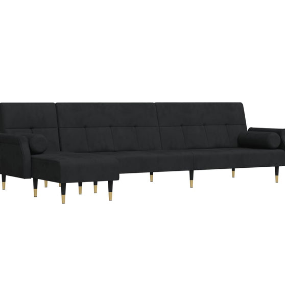 Schlafsofa in L-Form Schwarz 271x140x70 cm Samt