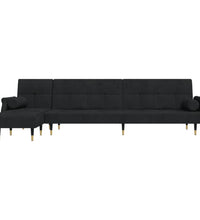 Schlafsofa in L-Form Schwarz 271x140x70 cm Samt