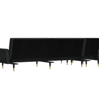 Schlafsofa in L-Form Schwarz 271x140x70 cm Samt