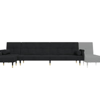 Schlafsofa in L-Form Schwarz 271x140x70 cm Samt