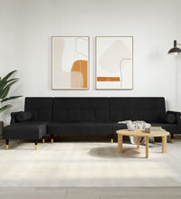 Schlafsofa in L-Form Schwarz 271x140x70 cm Samt