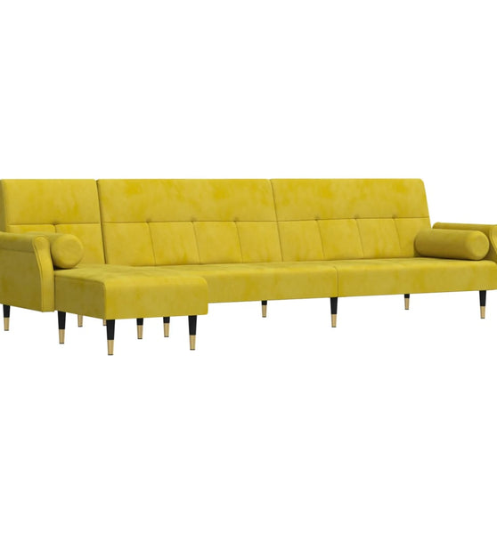 Schlafsofa in L-Form Gelb 271x140x70 cm Samt