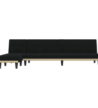 Schlafsofa in L-Form Schwarz 255x140x70 cm Stoff