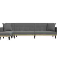Schlafsofa in L-Form Dunkelgrau 275x140x70 cm Stoff
