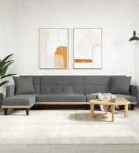 Schlafsofa in L-Form Dunkelgrau 275x140x70 cm Stoff