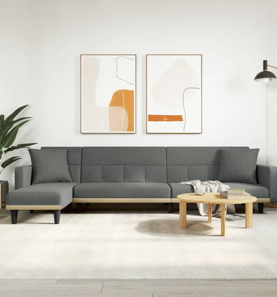 Schlafsofa in L-Form Dunkelgrau 275x140x70 cm Stoff