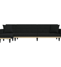 Schlafsofa in L-Form Schwarz 275x140x70 cm Stoff