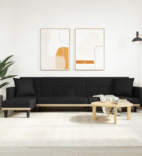 Schlafsofa in L-Form Schwarz 275x140x70 cm Stoff