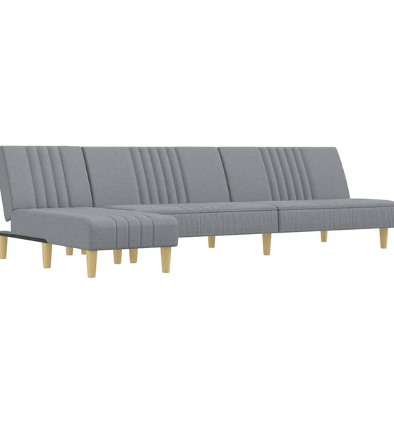 Schlafsofa in L-Form Hellgrau 255x140x70 cm Stoff