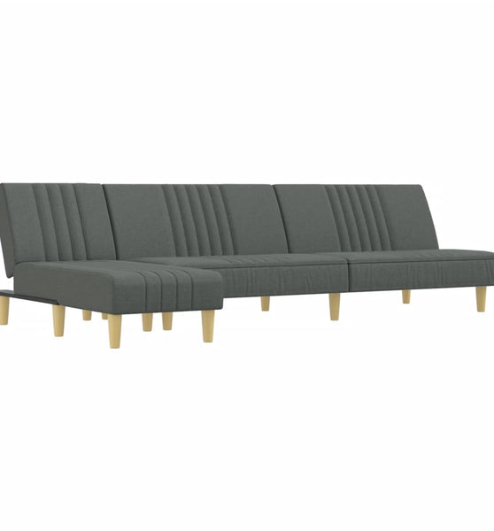 Schlafsofa in L-Form Dunkelgrau 255x140x70 cm Stoff