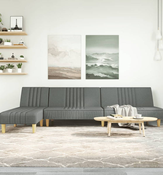 Schlafsofa in L-Form Dunkelgrau 255x140x70 cm Stoff