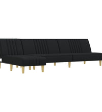 Schlafsofa in L-Form Schwarz 255x140x70 cm Stoff