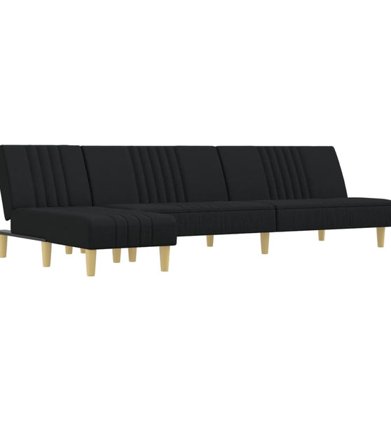 Schlafsofa in L-Form Schwarz 255x140x70 cm Stoff