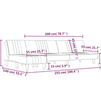 Schlafsofa in L-Form Schwarz 255x140x70 cm Stoff