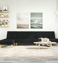 Schlafsofa in L-Form Schwarz 255x140x70 cm Stoff