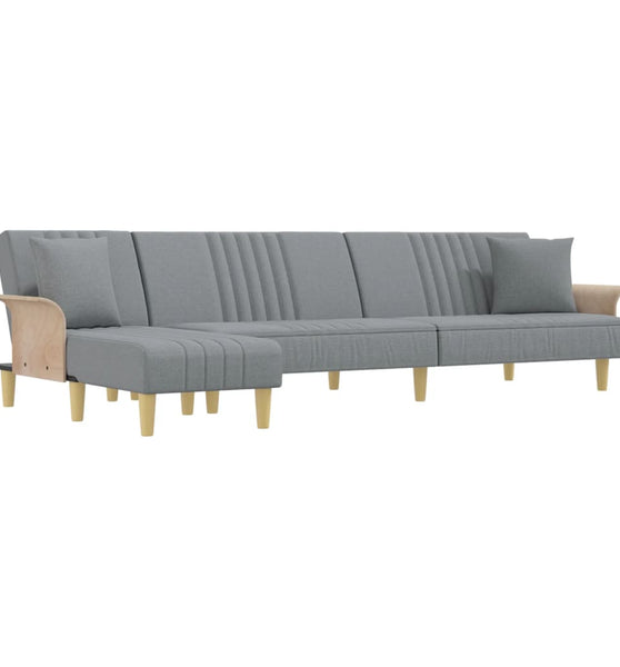 Schlafsofa in L-Form Hellgrau 279x140x70 cm Stoff