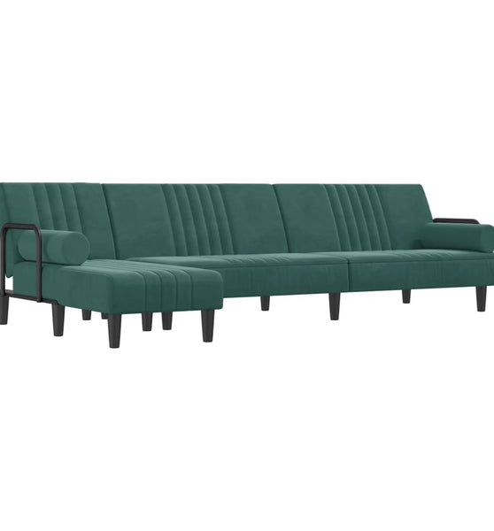 Schlafsofa in L-Form Dunkelgrün 260x140x70 cm Samt