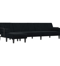 Schlafsofa in L-Form Schwarz 260x140x70 cm Samt
