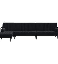 Schlafsofa in L-Form Schwarz 260x140x70 cm Samt