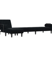 Schlafsofa in L-Form Schwarz 260x140x70 cm Samt
