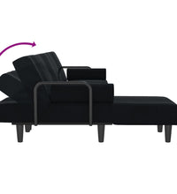 Schlafsofa in L-Form Schwarz 260x140x70 cm Samt