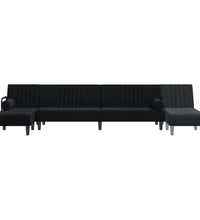 Schlafsofa in L-Form Schwarz 260x140x70 cm Samt