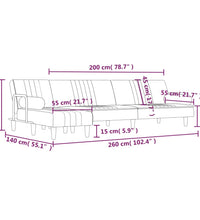 Schlafsofa in L-Form Schwarz 260x140x70 cm Samt
