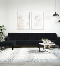Schlafsofa in L-Form Schwarz 260x140x70 cm Samt