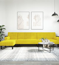 Schlafsofa in L-Form Gelb 260x140x70 cm Samt