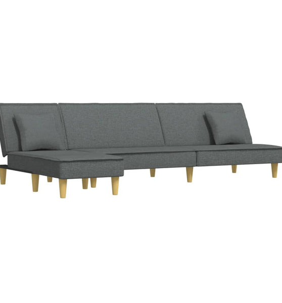 Schlafsofa in L-Form Dunkelgrau 255x140x70 cm Stoff