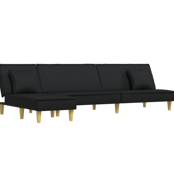 Schlafsofa in L-Form Schwarz 255x140x70 cm Stoff