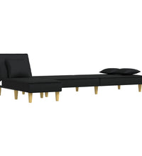 Schlafsofa in L-Form Schwarz 255x140x70 cm Stoff