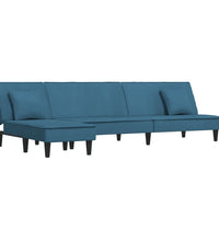 Schlafsofa in L-Form Blau 255x140x70 cm Samt
