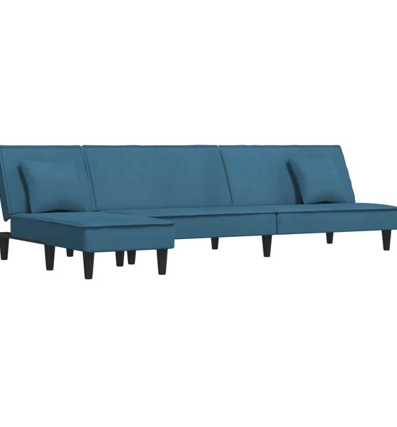 Schlafsofa in L-Form Blau 255x140x70 cm Samt