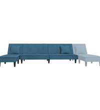 Schlafsofa in L-Form Blau 255x140x70 cm Samt
