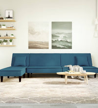 Schlafsofa in L-Form Blau 255x140x70 cm Samt