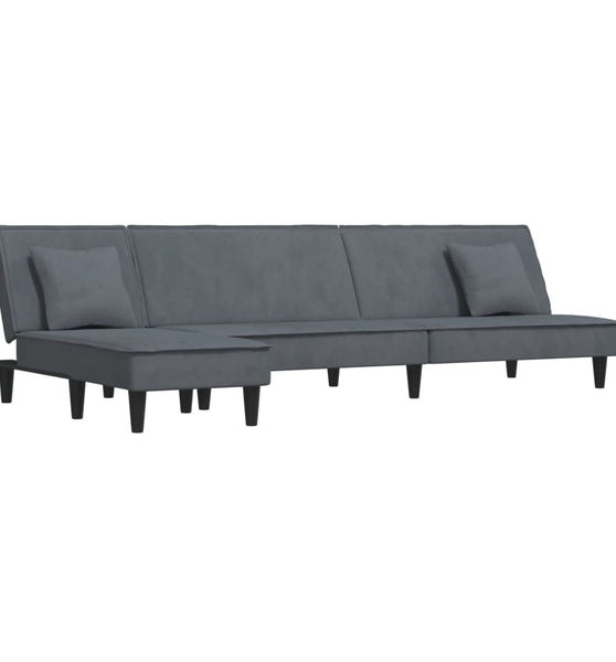 Schlafsofa in L-Form Dunkelgrau 255x140x70 cm Samt