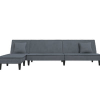 Schlafsofa in L-Form Dunkelgrau 255x140x70 cm Samt