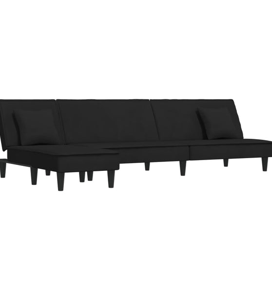 Schlafsofa in L-Form Schwarz 255x140x70 cm Samt