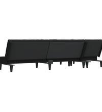 Schlafsofa in L-Form Schwarz 255x140x70 cm Samt