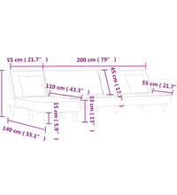 Schlafsofa in L-Form Schwarz 255x140x70 cm Samt