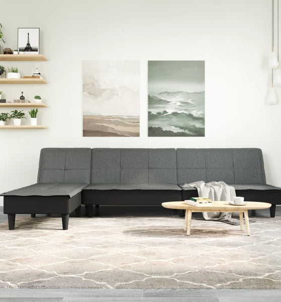 Schlafsofa in L-Form Dunkelgrau 255x140x70 cm Stoff