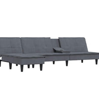 Schlafsofa in L-Form Dunkelgrau 255x140x70 cm Samt