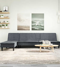 Schlafsofa in L-Form Dunkelgrau 255x140x70 cm Samt