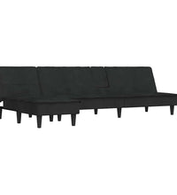 Schlafsofa in L-Form Schwarz 255x140x70 cm Samt